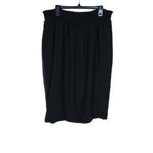 Universal Standard Womens Clip Dot Midi Skirt Medium Black Smocked Waist Flowy